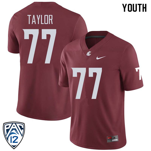 Youth #77 Pake Taylor Washington State Cougars College Football Jerseys Sale-Crimson